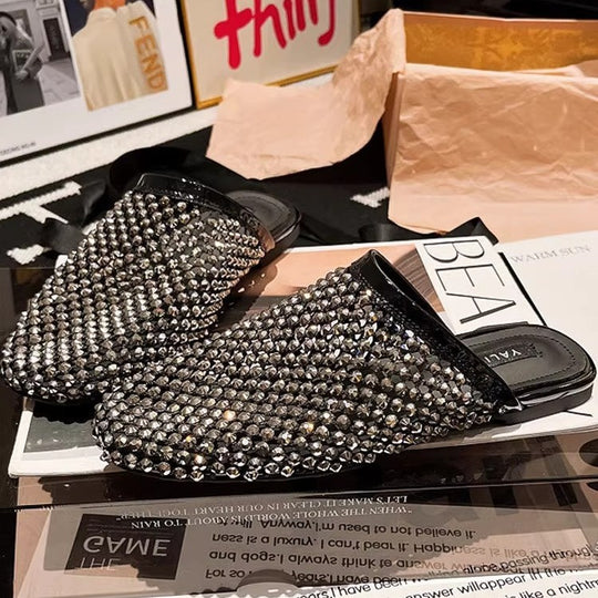 Damen Glamouröse Kristallpantoletten EB