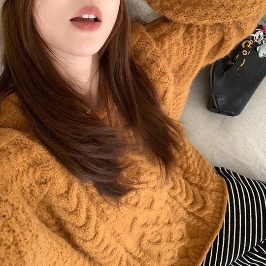Damen Grobstrickpullover mit lässigem Schnitt und großzügigen Ärmeln EB