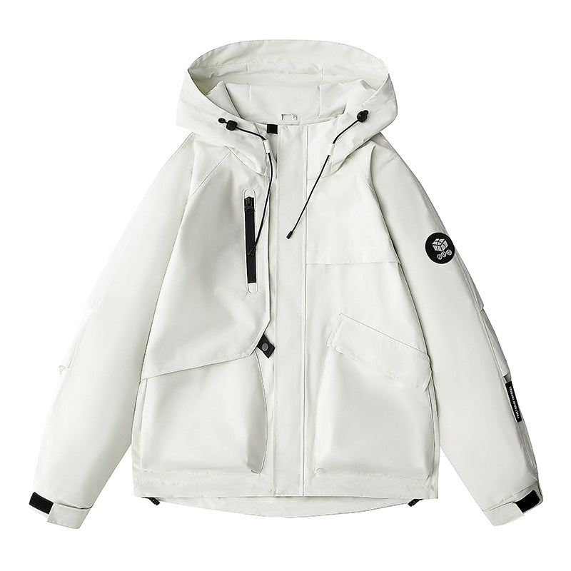 Herren wetterfeste Kapuzen-Fieldjacke mit multifunktionalen Taschen, verstellbarer Kapuze und Kinnschutz EB