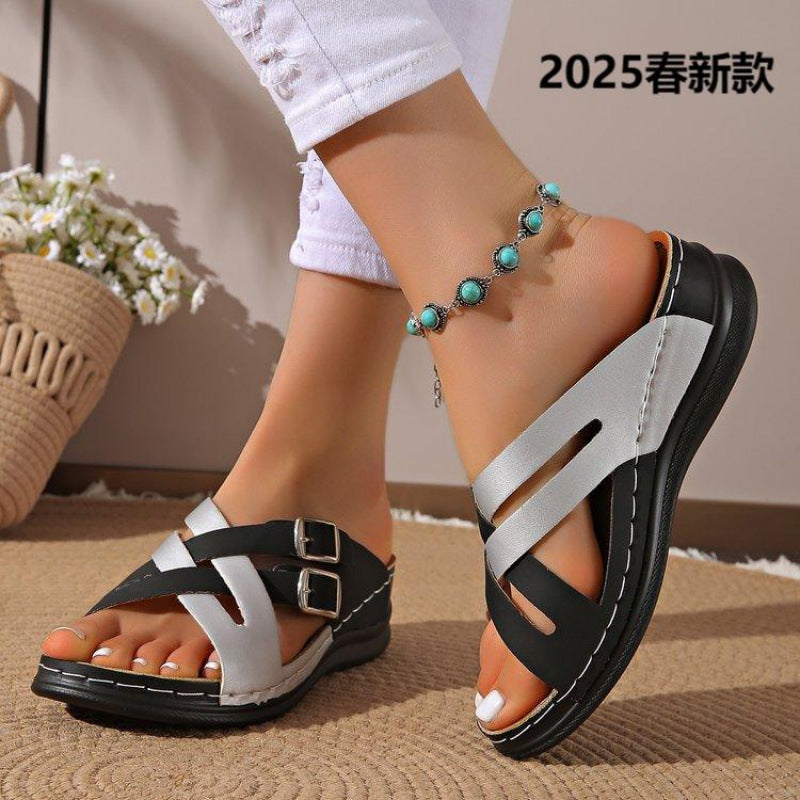 Damen Modische Absatzsandalen mit verstellbaren Riemen und ergonomischer Sohle EB
