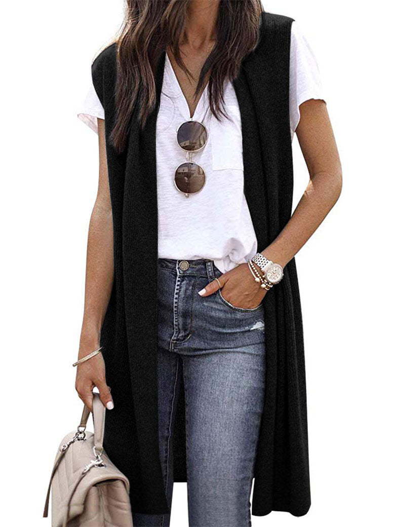 Damen Strickweste im lässigen Oversized-Design mit offenen Fronten und kurzer Ärmellänge EB