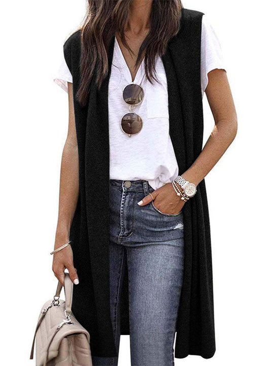 Damen Strickweste im lässigen Oversized-Design mit offenen Fronten und kurzer Ärmellänge EB