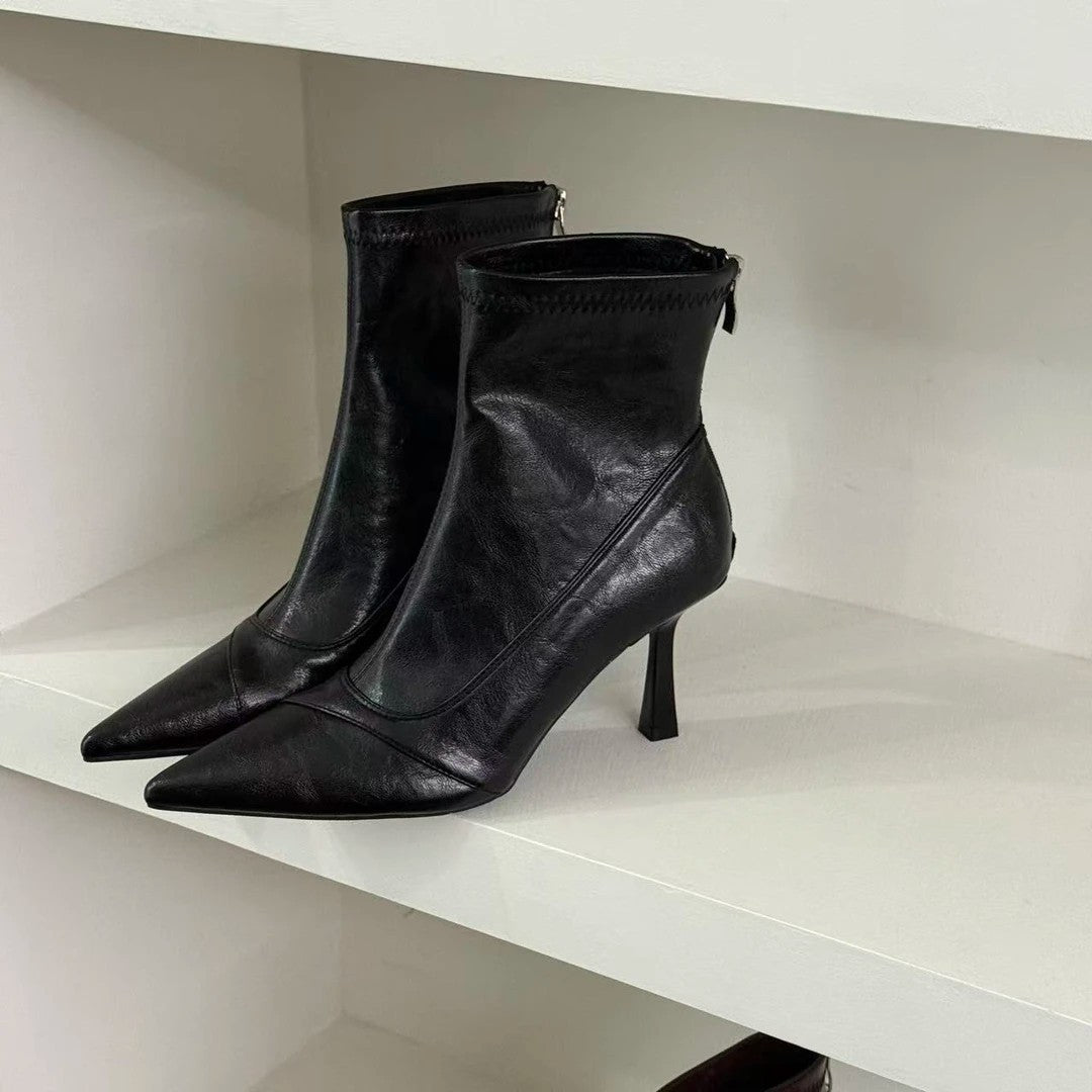 Damen Stiefeletten aus hochwertigem Leder mit elegantem Spitzenabsatz EB