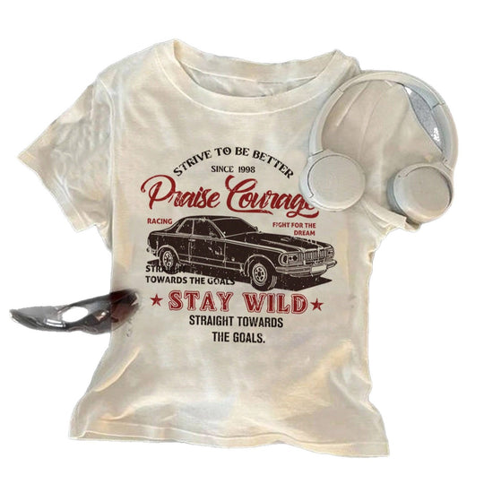Damen T-Shirt mit kreativem Druck und lässigem Schnitt EB