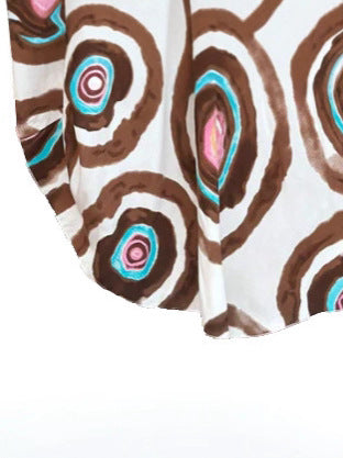 Damen Langkleid mit modernem Kreismuster und luftigem Schnitt EB