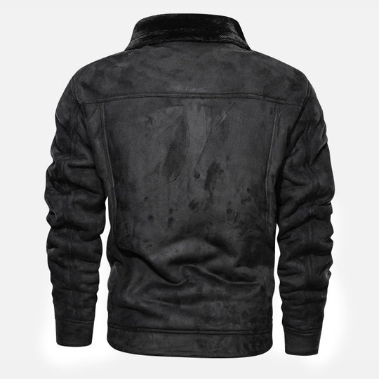 Herren nan gefütterte Lammfelloptik Jeansjacke mit Teddyfutter und Druckknopfleiste EB