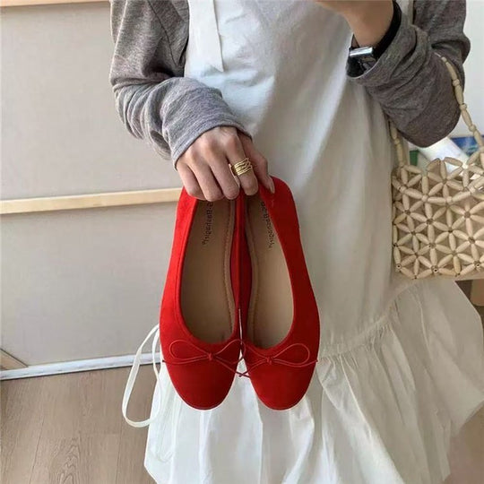 Damen elegante Ballerinas mit dekorativer Schleife EB