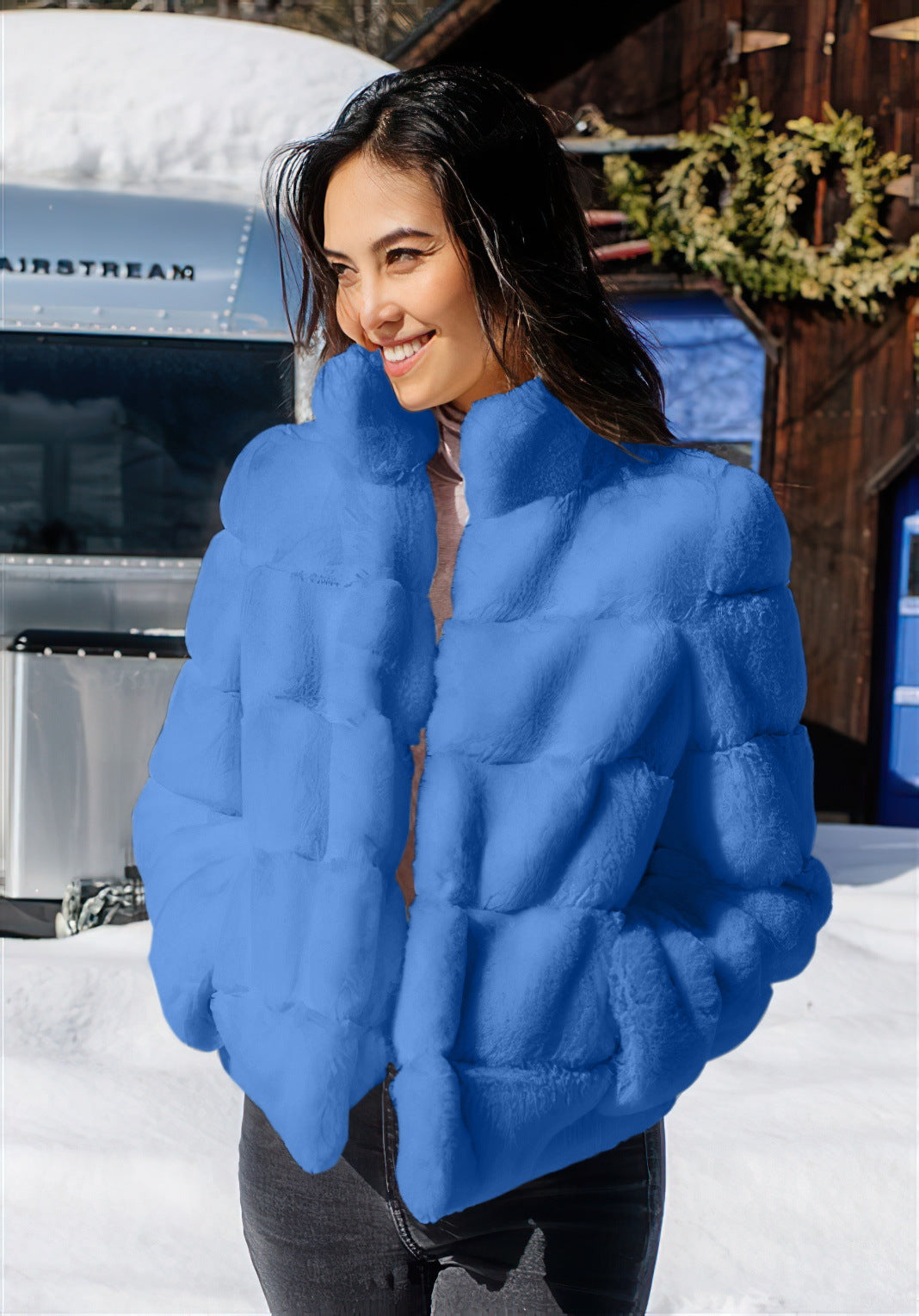 Damen Modische Daunenjacke mit hohem Kragen EB