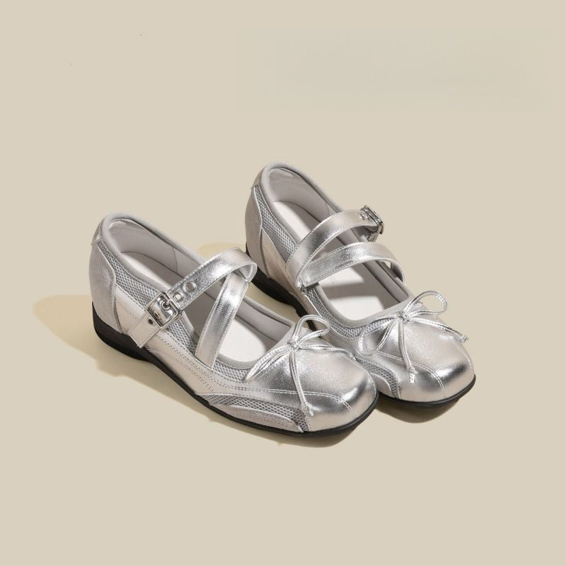 Damen Bequeme Mary-Jane-Ballerinas mit verstellbarem Schnallenriemen und rutschfester Gummisohle EB