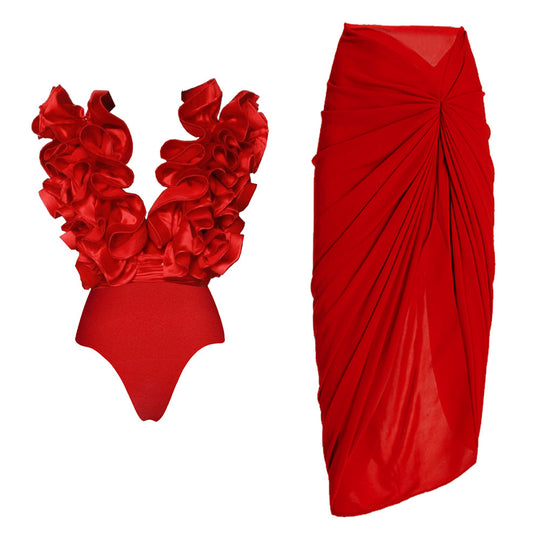 Damen auffälliges Badeanzug und Palazzo-Hose Set EB