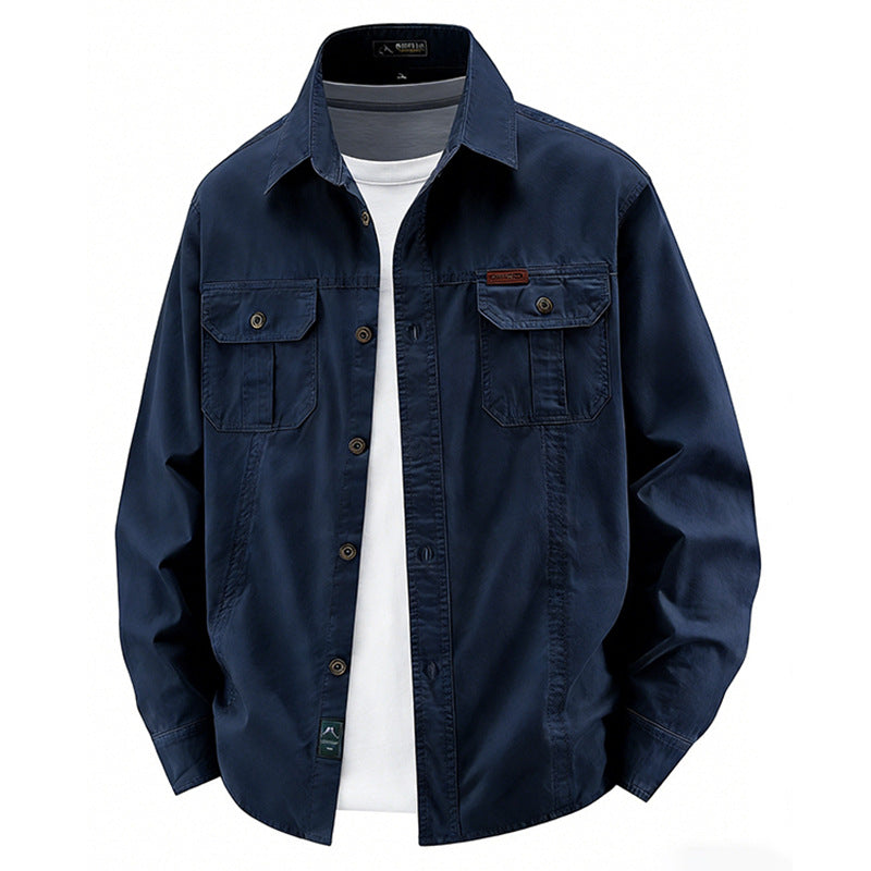 Herren nan leichte Overshirt-Jacke mit Klappbrusttaschen und klassischem Hemdkragen EB