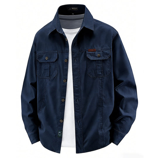 Herren nan leichte Overshirt-Jacke mit Klappbrusttaschen und klassischem Hemdkragen EB