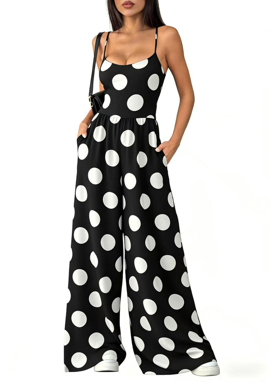 Damen Eleganter Jumpsuit mit geometrischem Print und breiten Beinen EB