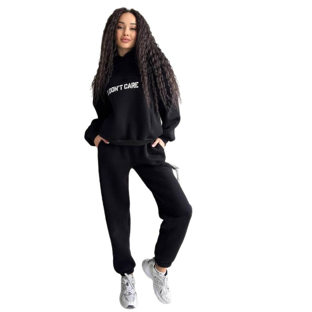 Damen Oversized Hoodie- und Jogginghose-Set aus French-Terry mit Statement-Print EB