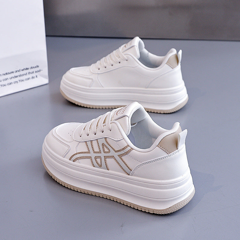 Damen Modische Sneakers mit hohem Plateau und eleganter Naht EB
