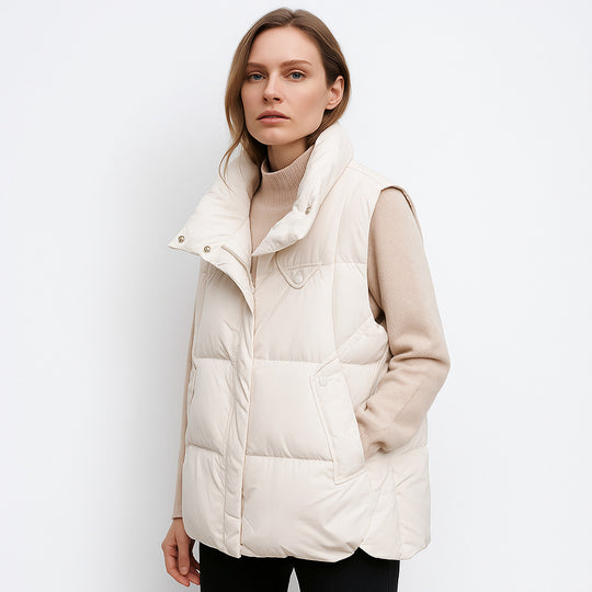 Damen Steppweste mit hohem Kragen und praktischen Taschen EB