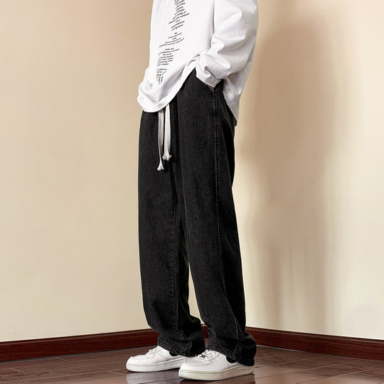 Herren lässige Denim-Hose mit bequemem Schnitt und elastischem Bund EB