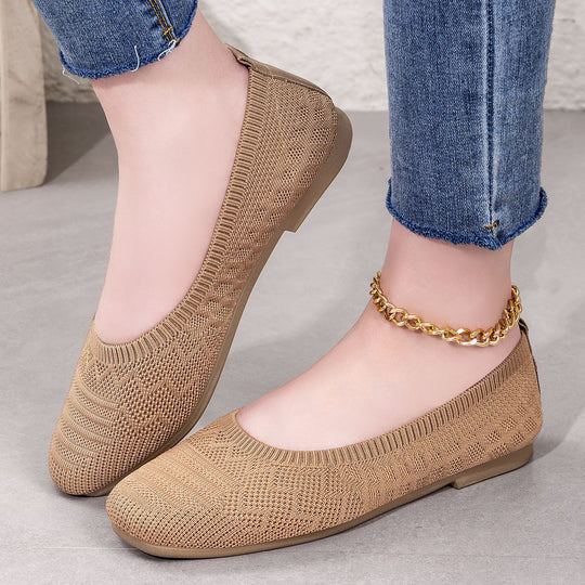 Damen Strick-Ballerinas mit elastischem Einstieg EB