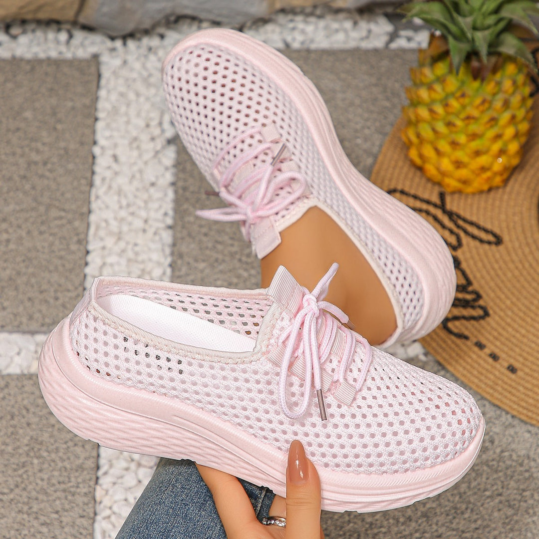 Damen Atmungsaktive Mesh-Sneaker mit elastischem Schnürsystem und rutschfester Sohle EB