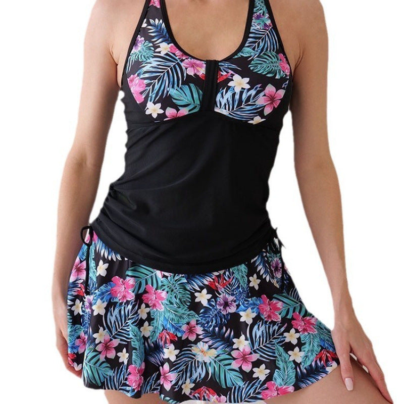 Damen Tankini mit floralem Oberteil und elegantem Rock EB