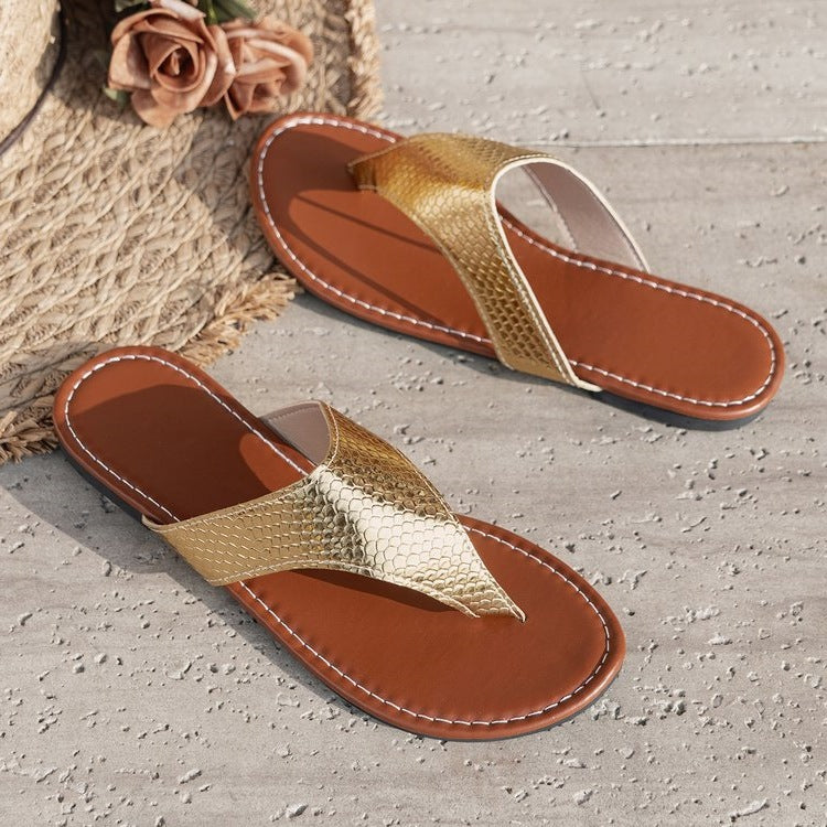 Damen elegante Zehentrenner-Sandalen mit geflochtenen Riemen EB