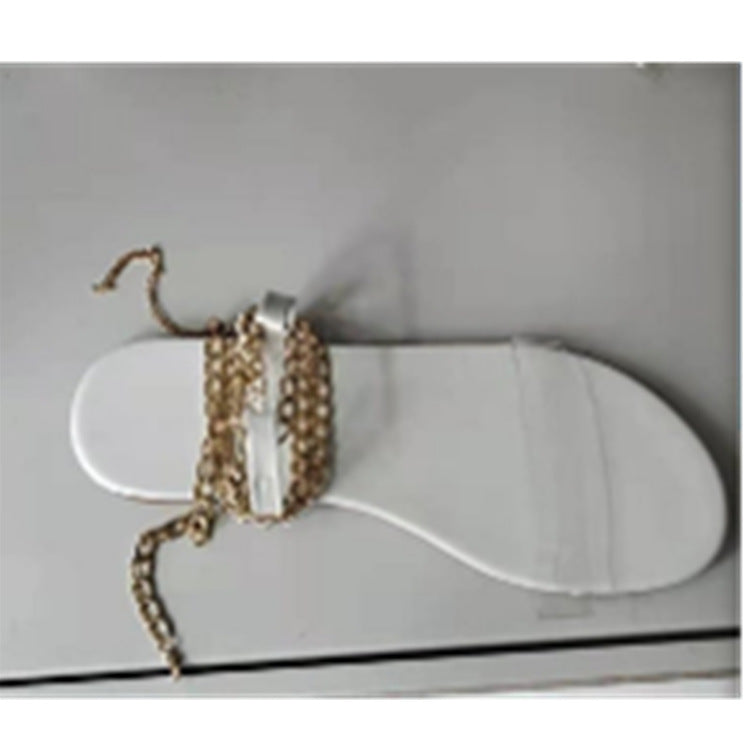 Damen Offene Mules mit Kettenverzierung und bequemer Sohle EB