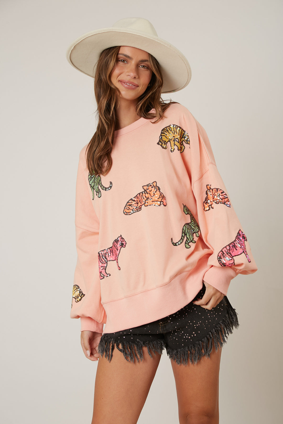 Damen Pullover mit glamourösen Tierapplikationen EB