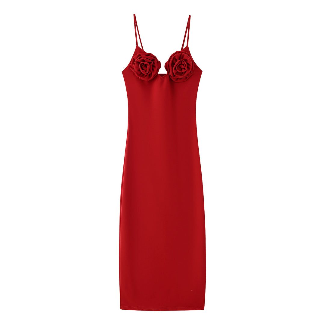 Damen Maxikleid mit floralen Applikationen und elegantem Schnitt EB