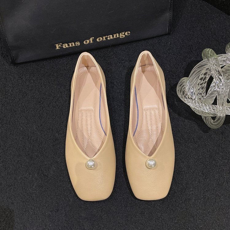 Damen elegante Ballerinas mit perlmuttfarbenem Akzent EB
