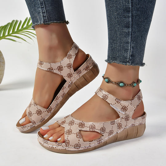 Damen bequeme Wedge-Sandalen mit verstellbaren Riemen und anatomischem Fußbett EB
