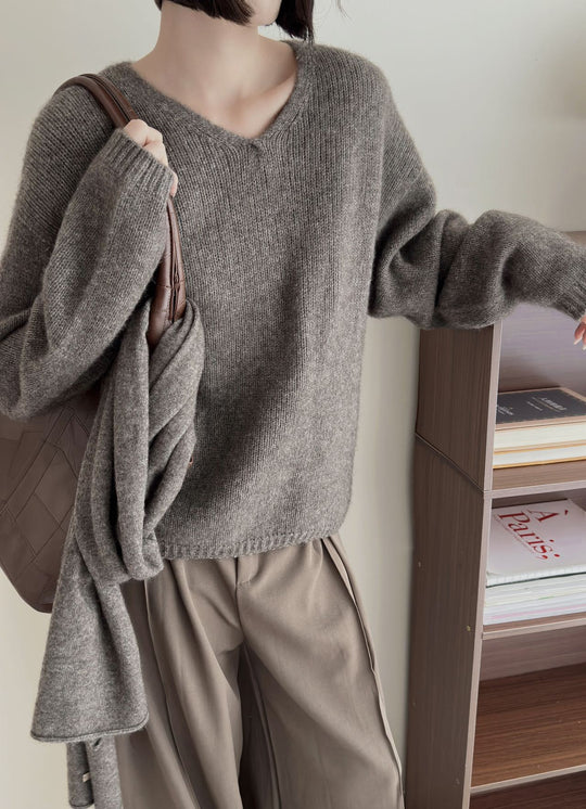 Femme Luxuriöser V-Ausschnitt Pullover EB