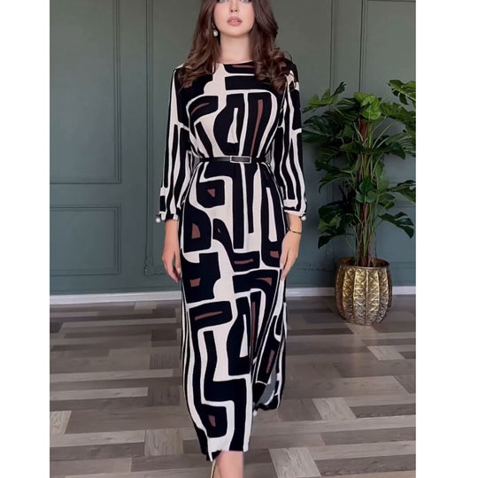 Damen Lange Tunika mit modernem geometrischen Muster EB