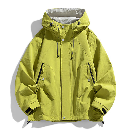 Unisex leichte winddichte Outdoorjacke mit Kapuze, wasserabweisender Außenhülle und verstellbarem Saum EB