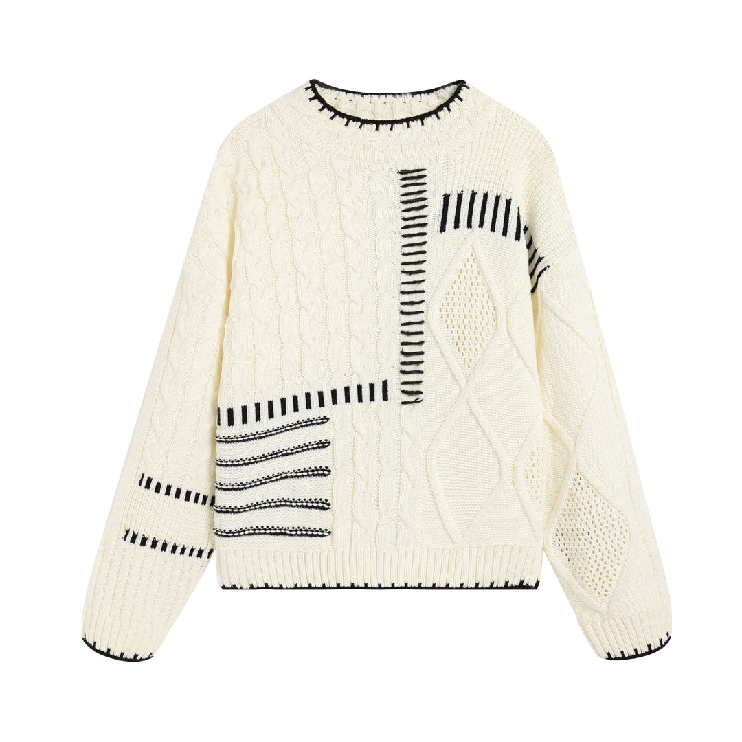 Damen lässiger Strickpullover mit grafischem Muster EB