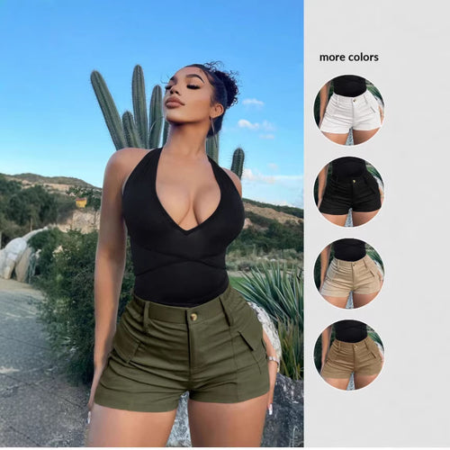Damen Cargo-Shorts mit hohen Taille und praktischen Taschen EB