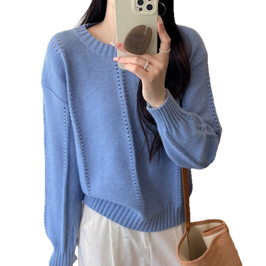 Damen Gemusterter Strickpullover mit bequemen Oversized-Schnitten EB