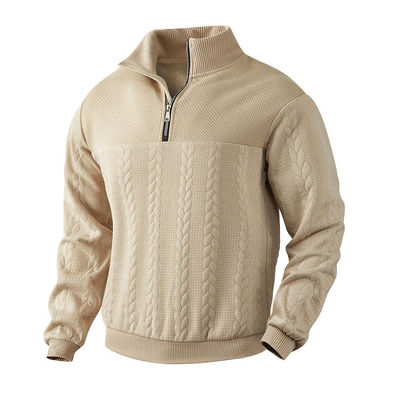 Herren modischer Strickpullover mit hochgeschlossenem Kragen und Reißverschluss EB