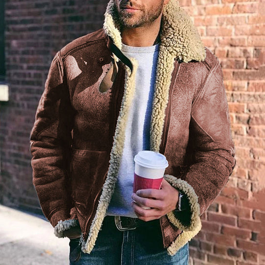 Herren Wool-Lederjacke mit warmem Innenfutter EB