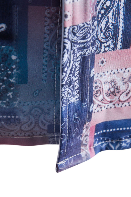 Herren Kurzarmhemd im kreativen Bandana-Design mit stilvollem Stehkragen EB