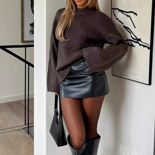 Damen Oversized Pullover aus weicher Strickware EB