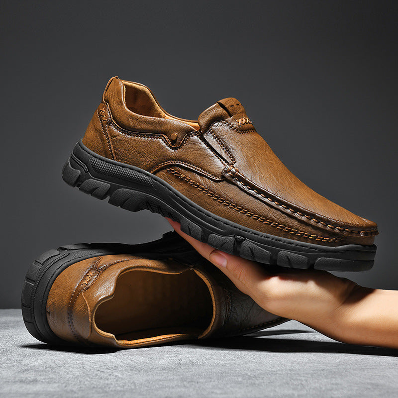 Herren Komfortable Slip-On Lederschuhe mit rutschfester Sohle EB