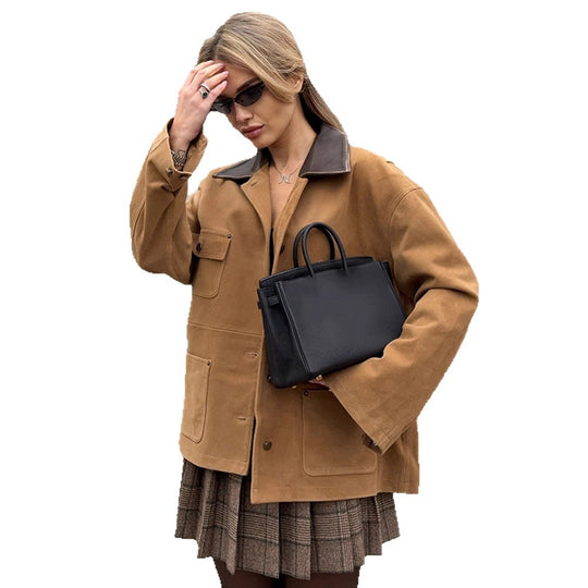 Damen Lässig geschnittene Wildlederjacke EB