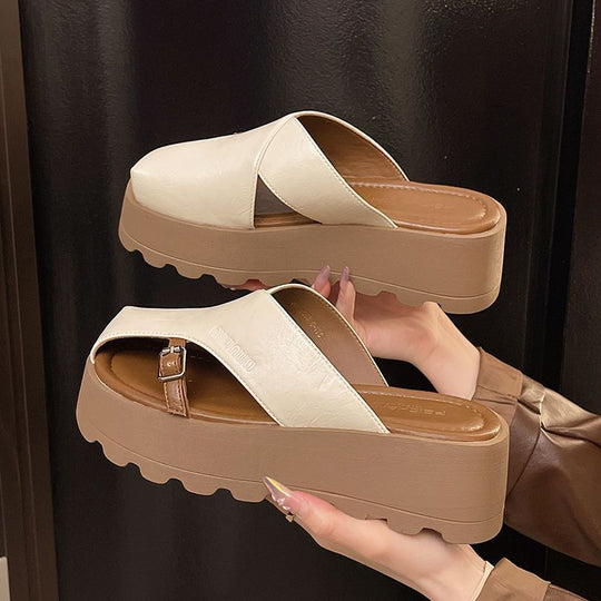 Damen komfortable Plateau-Sandalen mit elegantem Riemchen EB