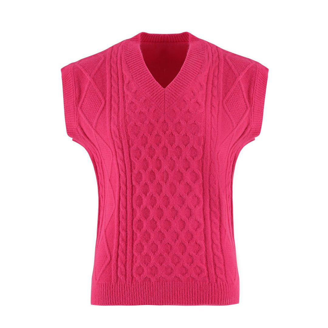 Damen Strickweste mit V-Ausschnitt und Kabelmuster EB
