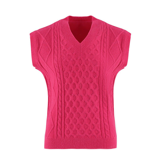 Damen Strickweste mit V-Ausschnitt und Kabelmuster EB