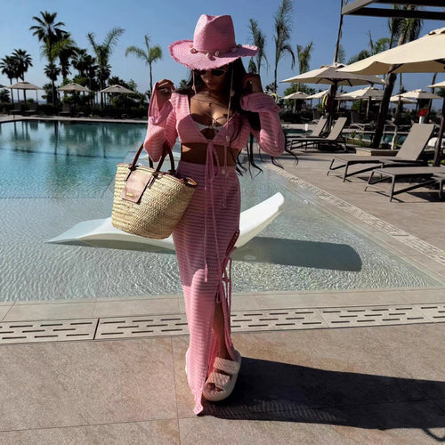 Damen bezauberndes strandtaugliches Outfit mit Cropped Top und Maxiröcke EB