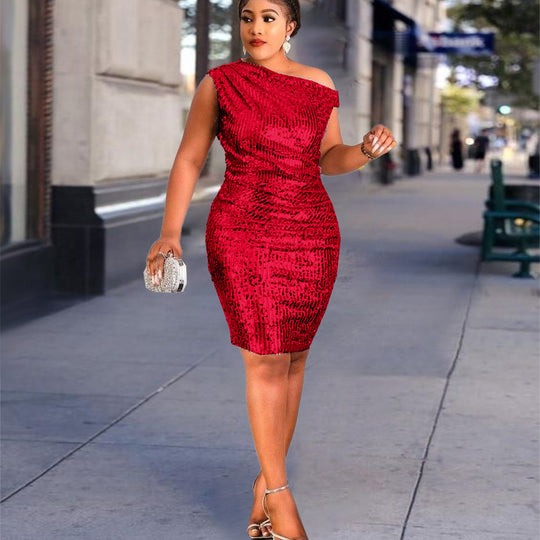 Damen Cocktailkleid mit asymmetrischem Design und elegantem Schimmer EB