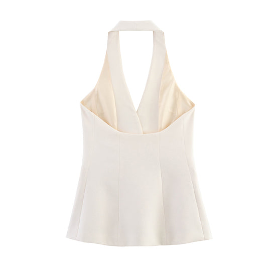 Damen elegante Blazer-Weste ohne Ärmel EB
