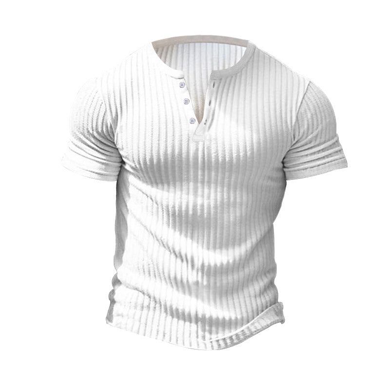 Herren Kurzarm Henley-T-Shirt mit strukturierter Oberfläche EB