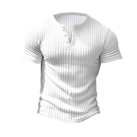 Herren Kurzarm Henley-T-Shirt mit strukturierter Oberfläche EB
